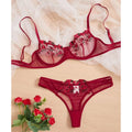 Conjunto de Lingerie Bordada com Flores