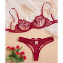 Conjunto de Lingerie Bordada com Flores
