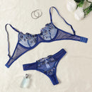 Conjunto de Lingerie Bordada com Flores