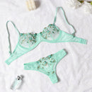 Conjunto de Lingerie Bordada com Flores