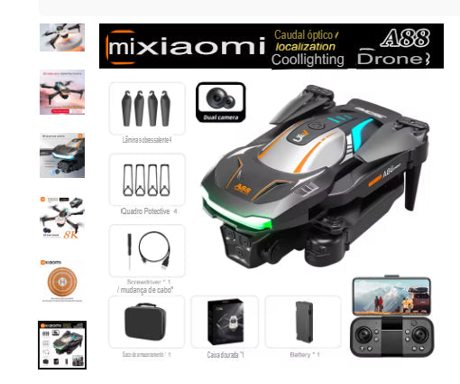 Drone Xiaomi A88 Pro 8K Câmera Dupla HD 5G GPS Fluxo Óptico Prevenção de Obstáculos Dobrável.